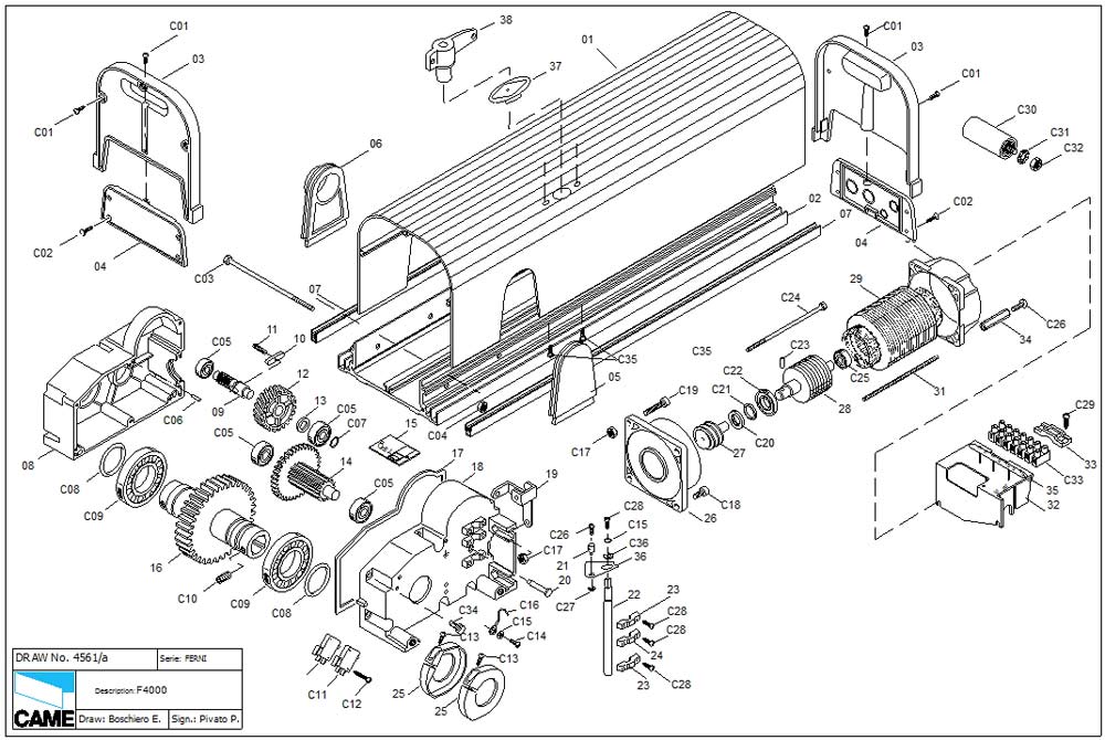 схема привода F4000 автоматики CAME
