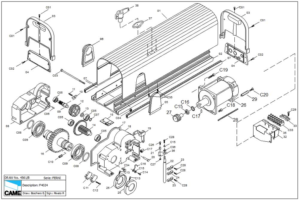 схема привода F4024 автоматики CAME