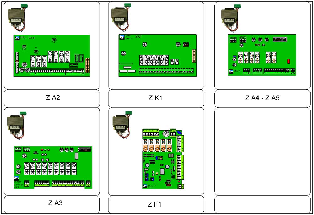 схема блока управления ZA2-ZA3-ZF1-ZK1-ZA4-ZA5 автоматики CAME